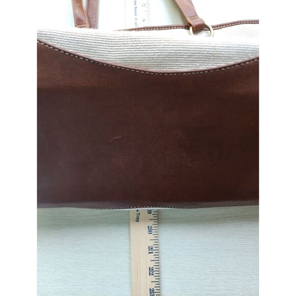 PURSE-COLDWATER CREEK-Beige-Faux Brown Leather-Short Shoulder Strap-Snap Closure - Picture 16 of 16